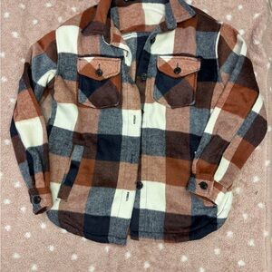 Women's Plaid Shirt Jacket - Multicolor